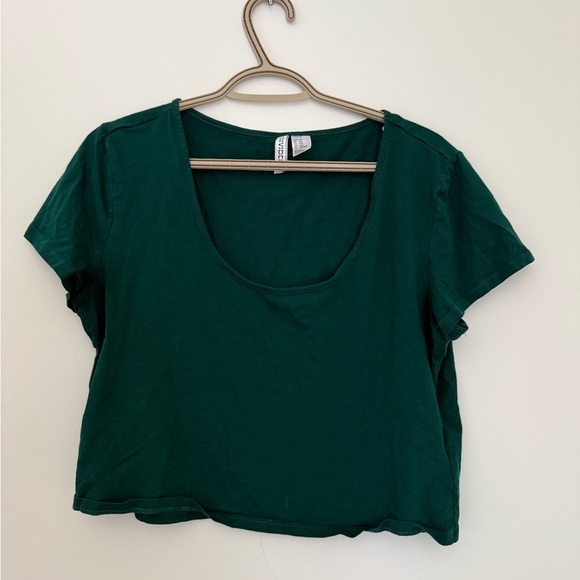 Divided Forest Green Crop Top - Picture 1 of 6
